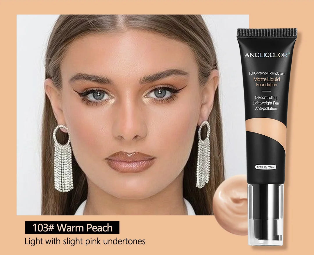 5 Colors Long-Lasting Liquid Concealer for Face and Eyes Concealer for Freckles,Acne Marks,Dark Circles,Moisturizing Foundation Quake 103Warm Peach