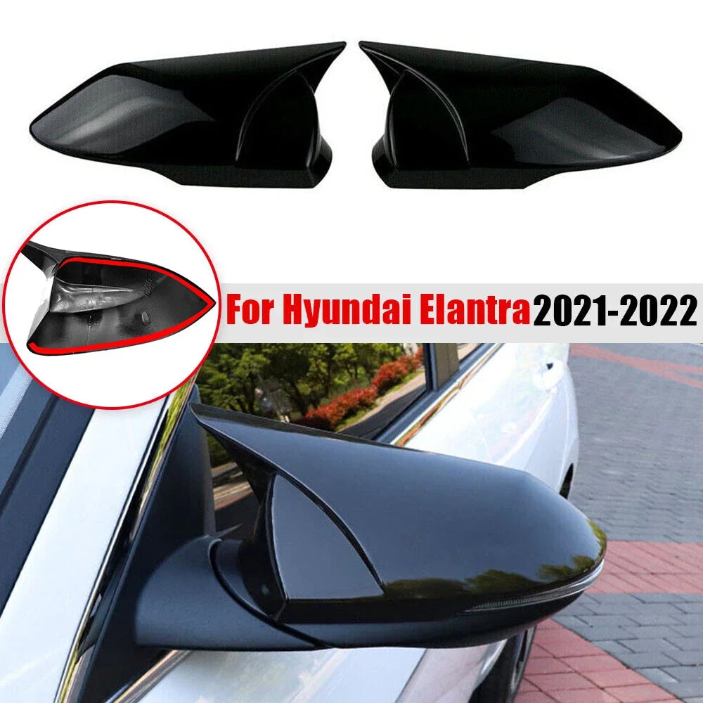 For Hyundai Elantra 2021 2022 Car Rearview Side Mirror Cover Wing Cap Exterior Sticker Door Rear View Case Trim Carbon Fiber Quake