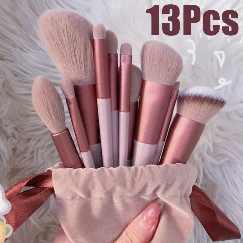 13Pcs Soft Beauty Makeup Brushes Set Foundation Eyeshadow Blush Cosmetic Tools with Storage Bag for Women Quake