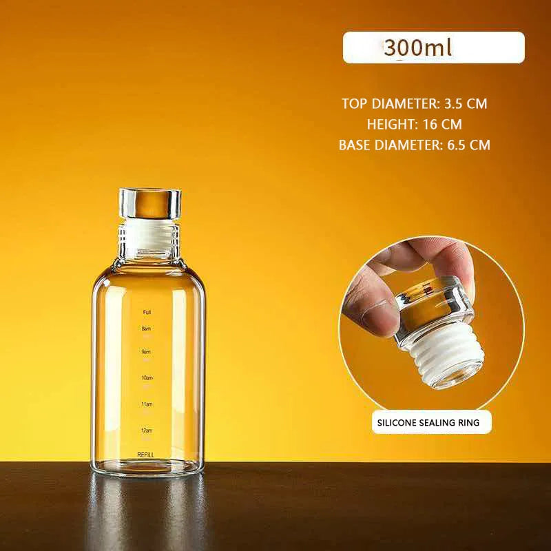 YWDL Large Capacity Glass Water Bottle 300-1000ML Multi-function Transparent Milk Cup for Outdoor Sports Creative Milk Bottle Quake 300ml 300-1000ml