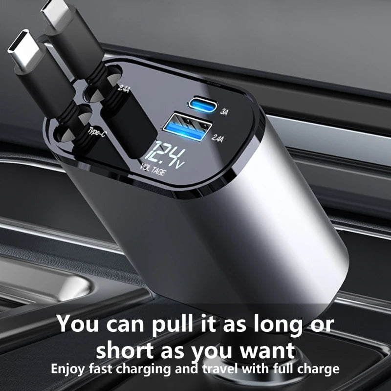 Retractable Car Charger Fast Car Phone Charger Car Charger Adapter with Retractable Cords for Smartphones Tablet K1KF Quake Default Title