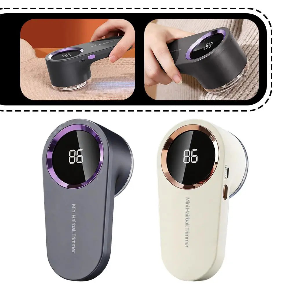 Smart Digital Lint Remover for Clothes Electric Hairball Trimmer Portable Fabric Shaver for Sweaters Furniture Battery Display Quake
