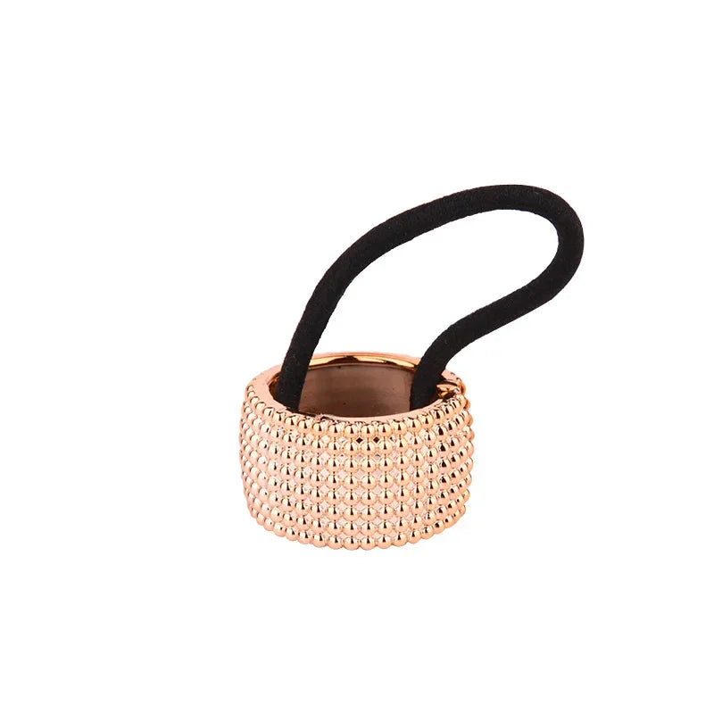 Women Vintage Ponytail Holder Buckle High Elastic Clip Hair Rope Fashion Simple Round Hair Ties Rings Headwear Hair Accessories Quake rose