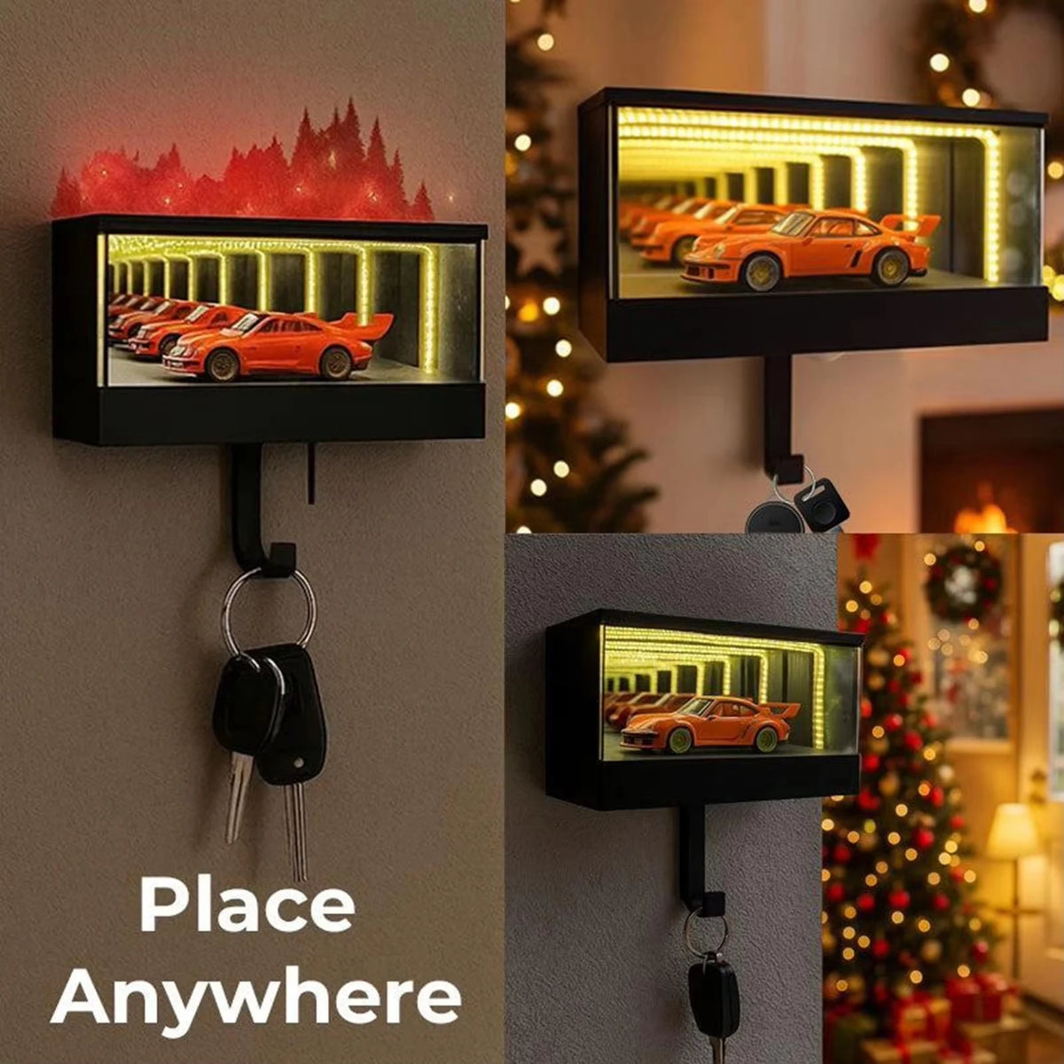 Car Garage Key Holder Key Organizer with LED Light Car Key Hanger for Door Apartment Home Office Entryway (car not included) Quake