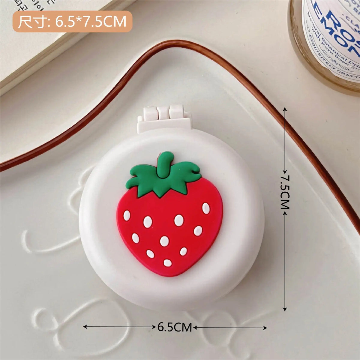 New Strawberry Folding Air Bag Combs with Mirrors Compact Pocket Size Travel Hair Brush Cosmetic Mirrors Head Massager Relaxing Quake