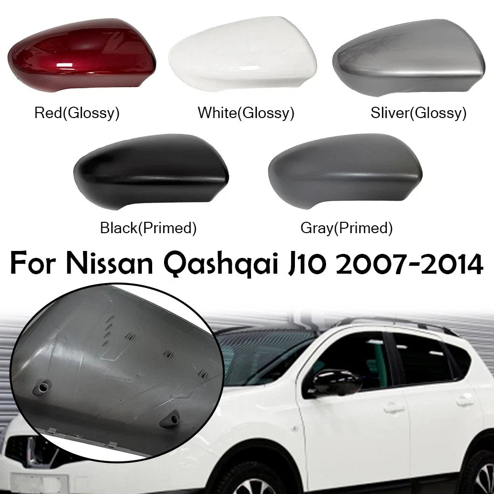 For Nissan Qashqai 2007-2014 Car Rearview Side Mirror Cover Wing Cap Exterior Door Rear View Case Trim Replacement Shell Gray Quake