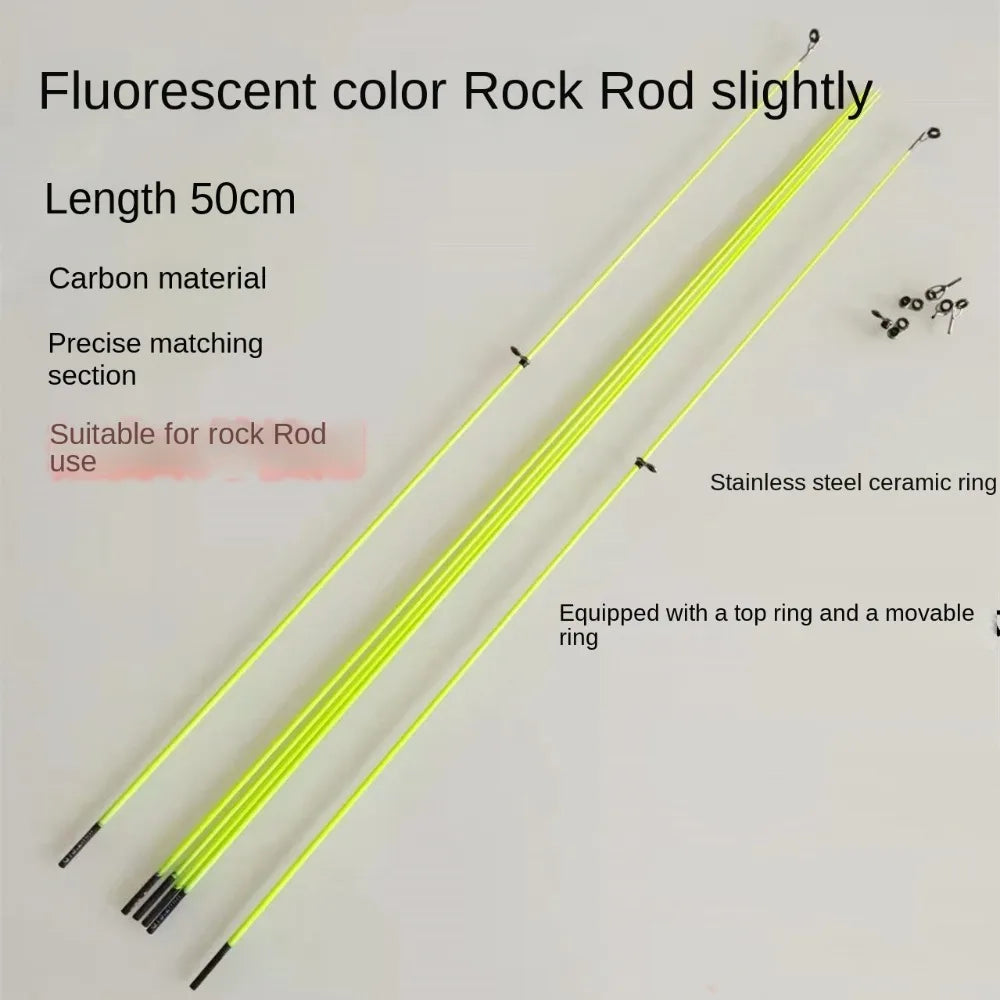 Hot With Top Ring Fishing Rod Tip Retractable 50cm Carbon Fiber Spinning Portable Fiberglass Fishing Pole Ice Fishing Quake