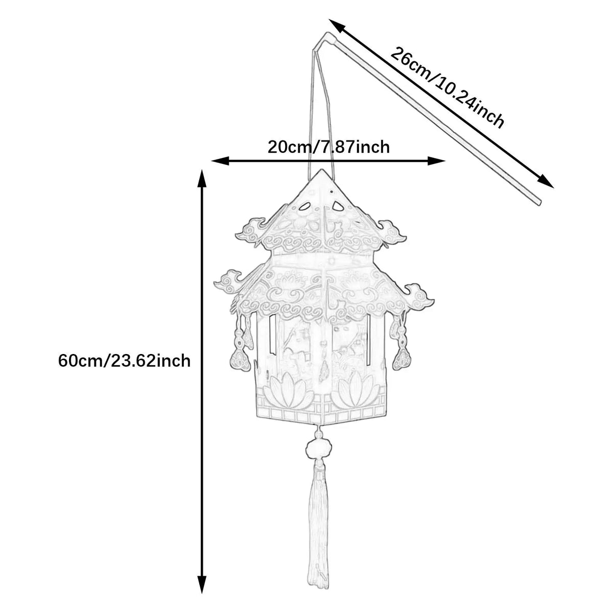 Chinese Lantern Craft Hanging Lantern Decoration Light Portable Lantern for Birthday Events Chinese Festive New Year Decor Party Quake