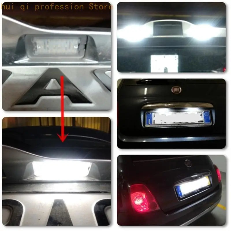 License Plate Light Assembly Set, White LED Rear Plate Lamps for 500 500C Selected 2007-2020 Vehicles, Clear H8WE Quake