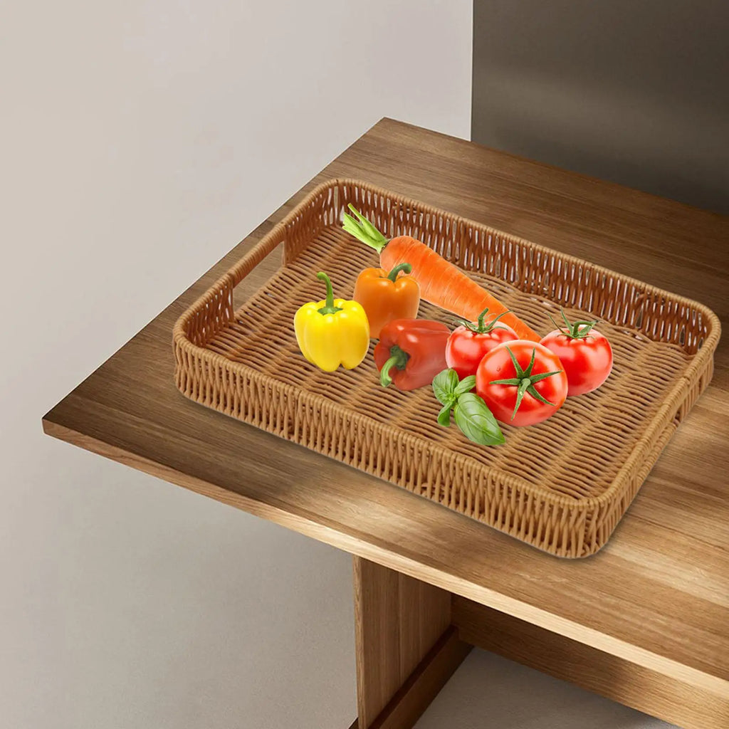 Hand Woven Serving Tray Multipurpose Vegetables Holder for Table Centerpiece Quake Large