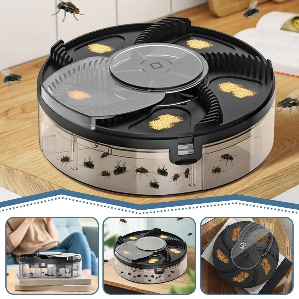 Portable USB Powered Fly Trap Catcher Low Noise Physical Insect Control Device with Removable Collection Box Quake