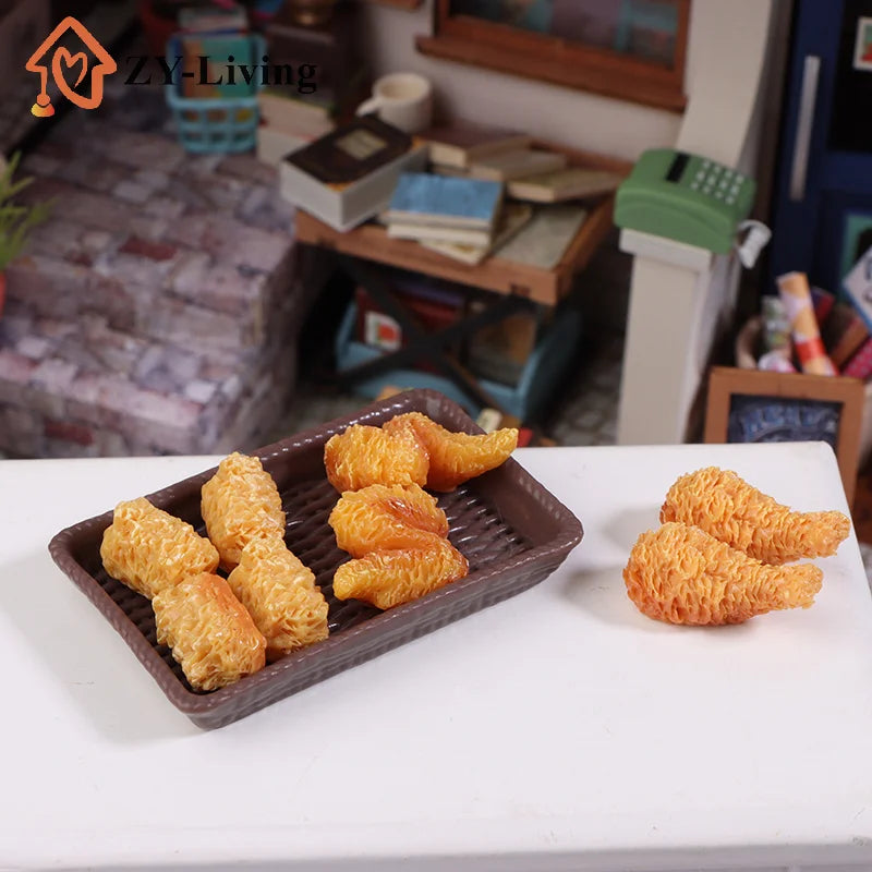 1Set Mini Simulation Fried Chicken Miniatures Food Doll House Decor DIY Supplies Model Food Ornament Toy Dollhouse Accessories Quake