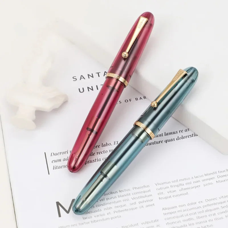 JinHao 9019 Dadao Fountain Pen Acrylic Transparent Spin Pen 40MM Nib Spin Elegante Signature Stationery Ink Pen Quake