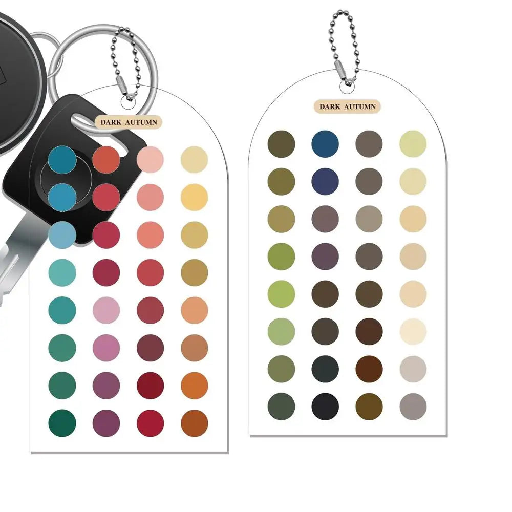 2 Pieces Portable Double Sided Acrylic Color Analysis Template Cards with Bead Chain for Outfit Makeup Clothing Stylist Guide Quake C
