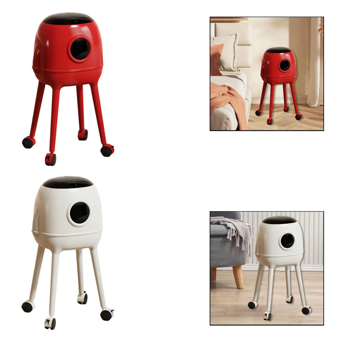 Double Layer Trash Can with Lid High Narrow Garbage Bucket with Wheels for Home Recycling and Storage Quake