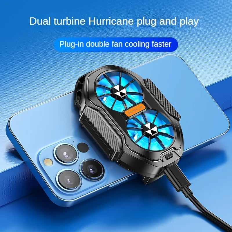 New rechargeable mobile radiator Big Wind dual fan Mobile Game Cooling Mobile fan Mini back clip radiator Quake FS01 Plug-in version