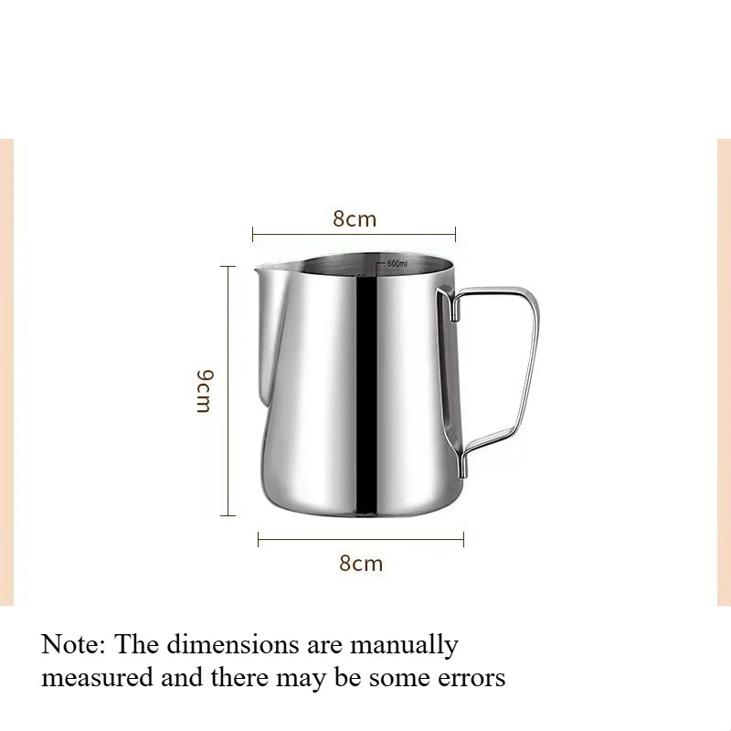Stainless Steel Coffee Latte Art Pitcher with ScaleThickened Pointed Spout Milk Frothing Cup Coffee Milk Jug for Home Cafe Quake