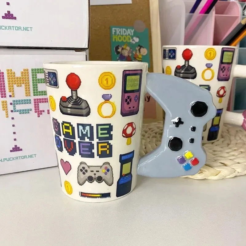 Handmade Ceramic Coffee Cup 350ml Game Controller Style Home Breakfast Milk Cup Creative Birthday Gift Quake