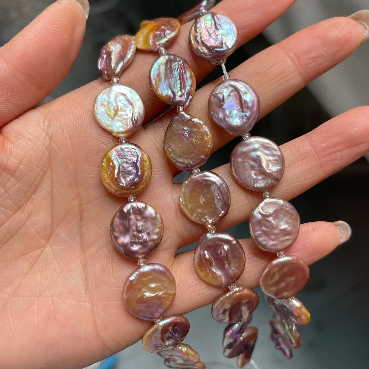 Natural Freshwater Pearl Round Purple Pearl 15-16mm For Jewelry Making DIY Necklace Earrings Bracelet Accessory Length 18cm Quake