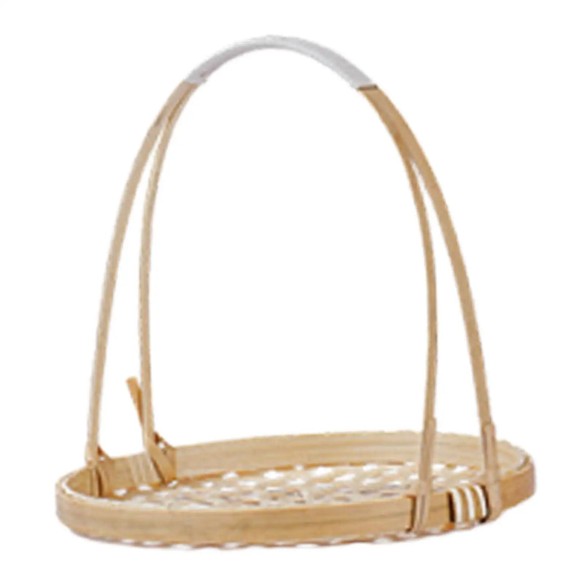 Woven Tray Lightweight Bamboo Snack Basket Multipurpose Organizer for Cookies Serving Cafe Indoor Quake 1 Layer Flat Bottom