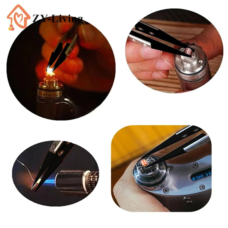 1Pcs Antistatic Tweezers, Plastic Tipped Tweezers, Electrician Tweezers Curved Flat Interchangeable Tip Antistatic Fixture Quake