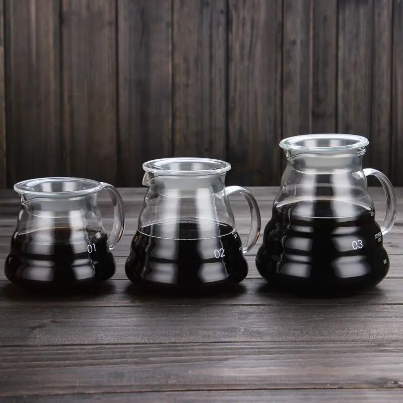 Coffee Carafe 300/500/700ml Coffee Clear Glass Kettle Sharing Pot with Lids Coffee Espresso Maker Accessories Quake