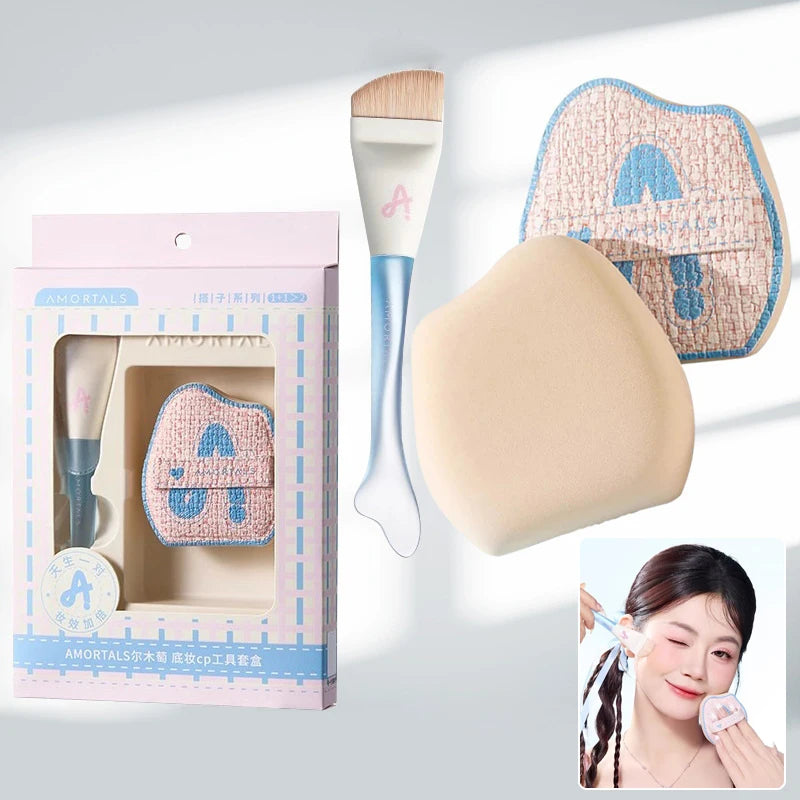 Makeup Ultra-Thin Brush Set Foundation Brush With Traceless Sponge Powder Soft Puff Angled Head Makeup Brush Beauty Tool Quake