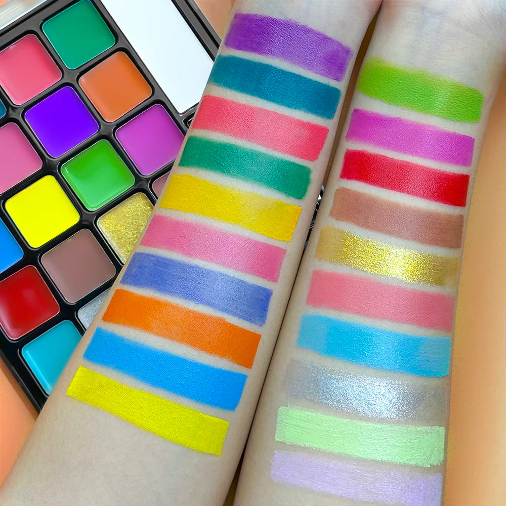 22 Color Face Body Painting Kit for Kids Adults,Face Paint Makeup Palette with Brush,Halloween Carnival Artist Cosplay Art Party Quake
