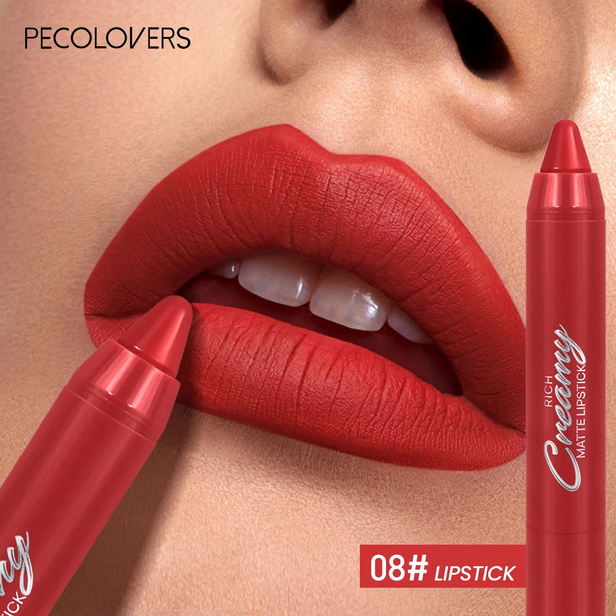 Multiple Colors Matte Lip Liner, Use As Lip Liner and Lipstick, Easy To Accurately Apply, Waterproof Long-lasting Non-stick Quake 08