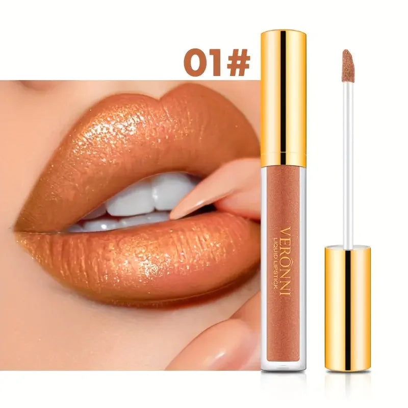 10 Color Glitter Liquid Lipsticks Shimmer Shiny Lipgloss Pearlescent Lip Tint Waterproof Long Lasting Matte Diamond Lips Glaze Quake D01