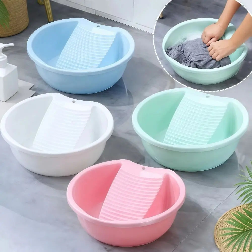 2IN1 Washboard Laundry Basin Plastic Thickened Underwear Cleaning Basin Lightweight Convenient Laundry Tub Hand Washing Clothes Quake