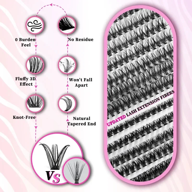 DIY Single Cluster Hot Melt D Curl False Eyelashes Natural Volume Long Lasting Makeup Gift for Women Valentine's Day Party Quake