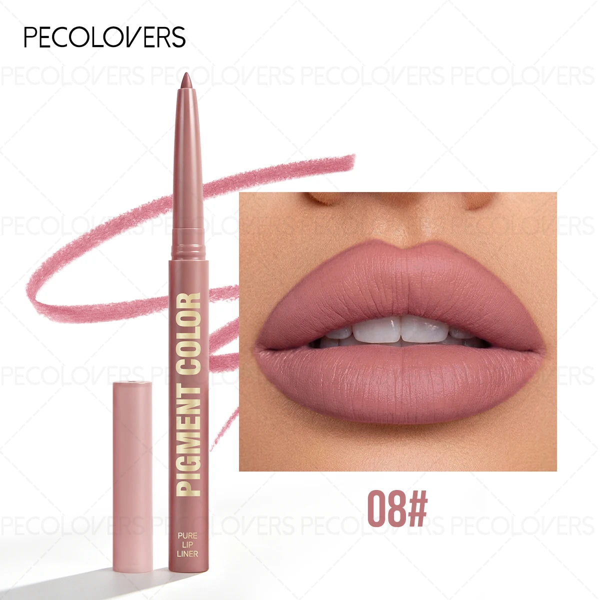 Velvet Matte Lipliner Pen, High Color Rendering Non-sticky Cup, Elegance Makeup Look, Lip Gloss & Lipstick Pen, Lip Makeup Quake 08