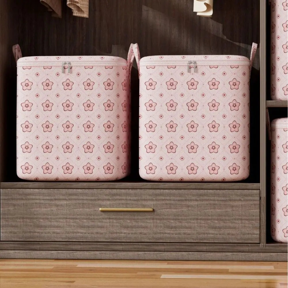 With Handle Clothes Storage Bins Foldable Large Capacity Quilt Storage Bag Clothes Organizer Cherry Blossom Quake