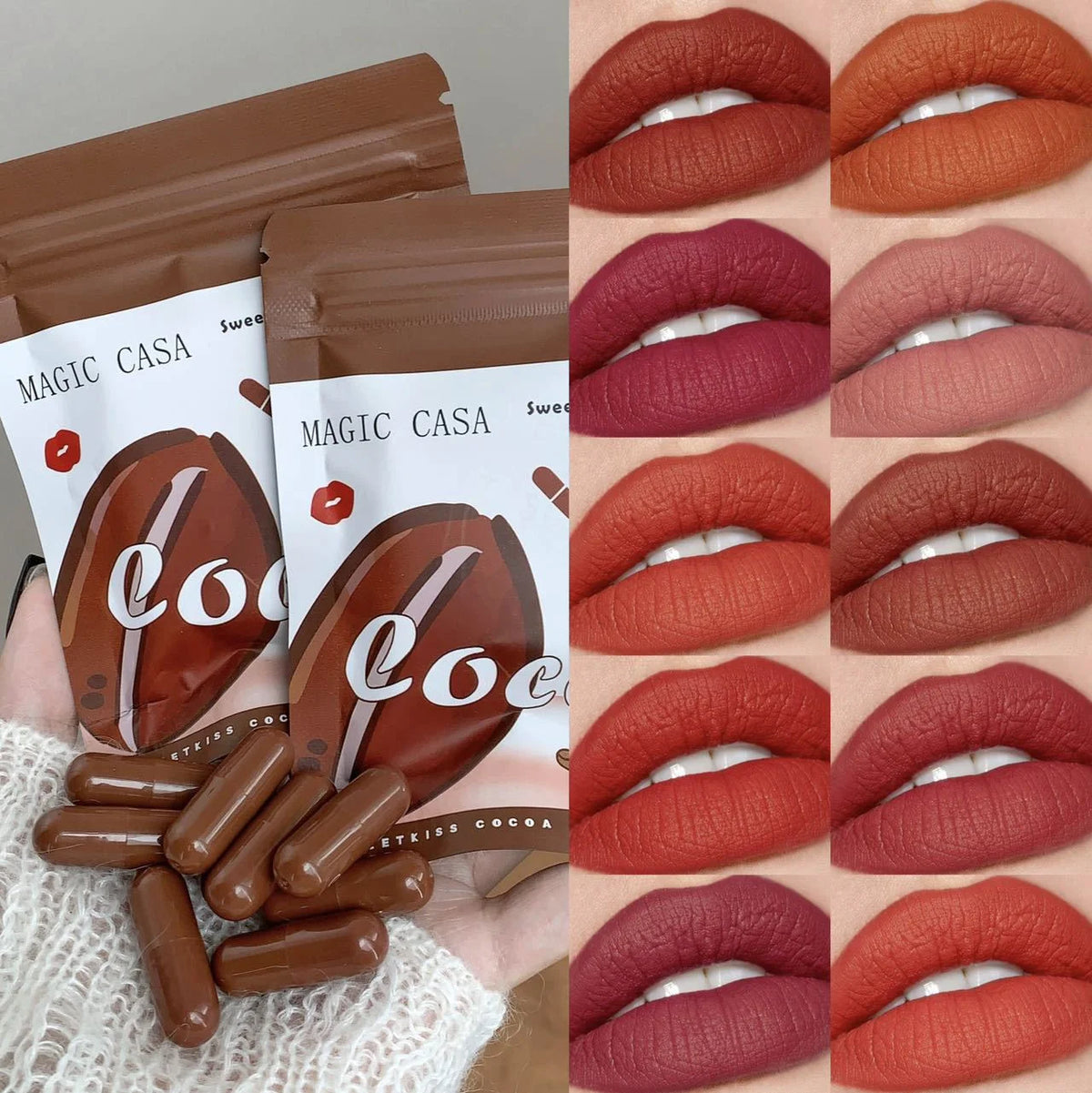 10Pcs Chocolate Mini Lipstick Set,Long-Lasting Matte Velvet Lipstick,Creamy Texture,Non-sticky Cup Design for all Skin Types Quake