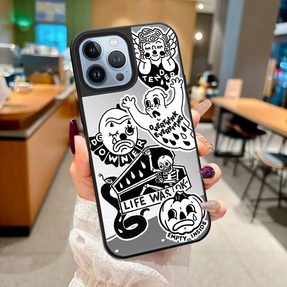 Vacation Summer Pattern Mirror Surface Magnetic Phone Case Cover for IPhone 13 14 15 16 17 18 Pro Max Case Quake