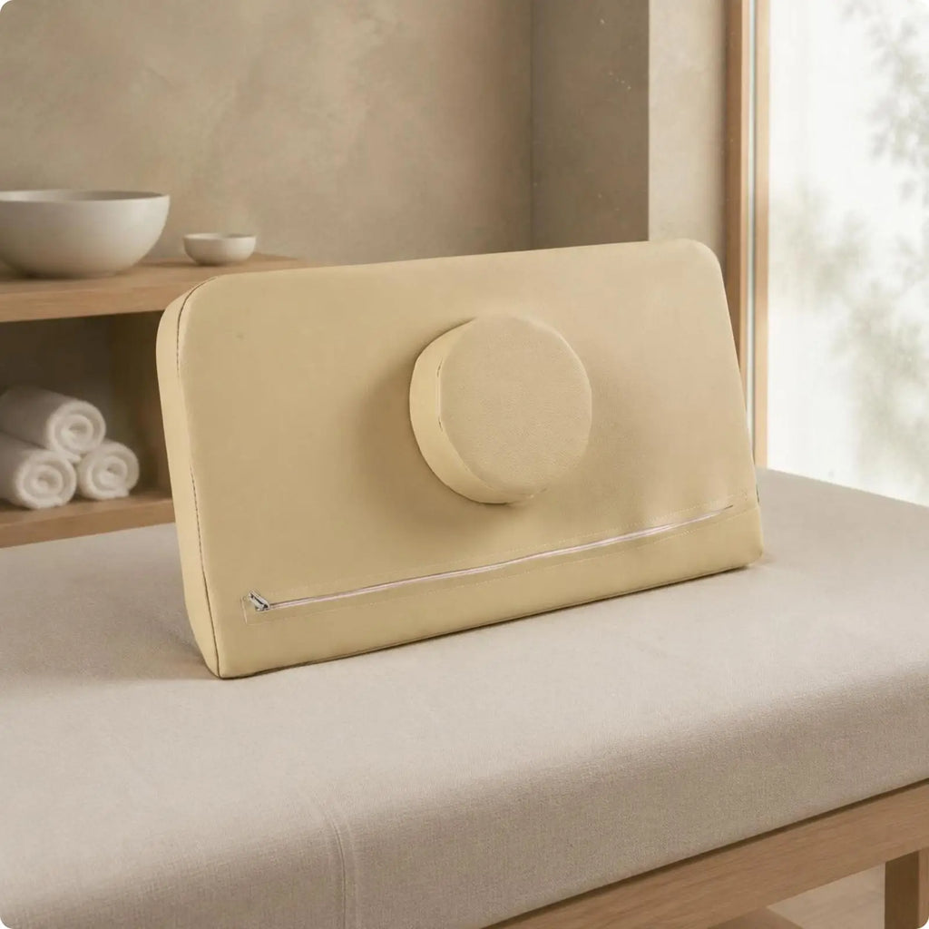 Rectangular Facial Support Pillow Cushiony and Cozy Salon Bed Pillow Washable Cover Massage Bed Cushion Quake BeigeRectangleLeC