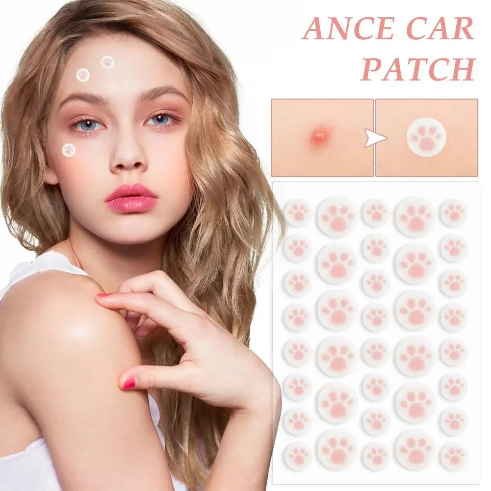 Hydrocolloid Acne Pimple Patch 36 Counts Cute Cat Paws Shaped Acne Absorbing Cover Patch, Invisible For Acne Dots Quake