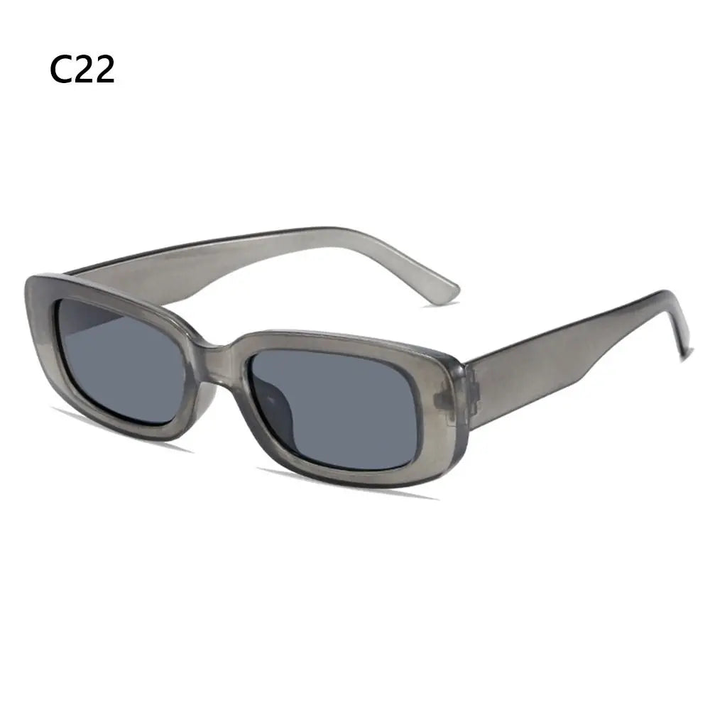 Trendy Narrow Square Frame Y2K Sun Glasses Candy Color UV400 Protection Rectangle Sunglasses Black Shades for Women Men Quake C22
