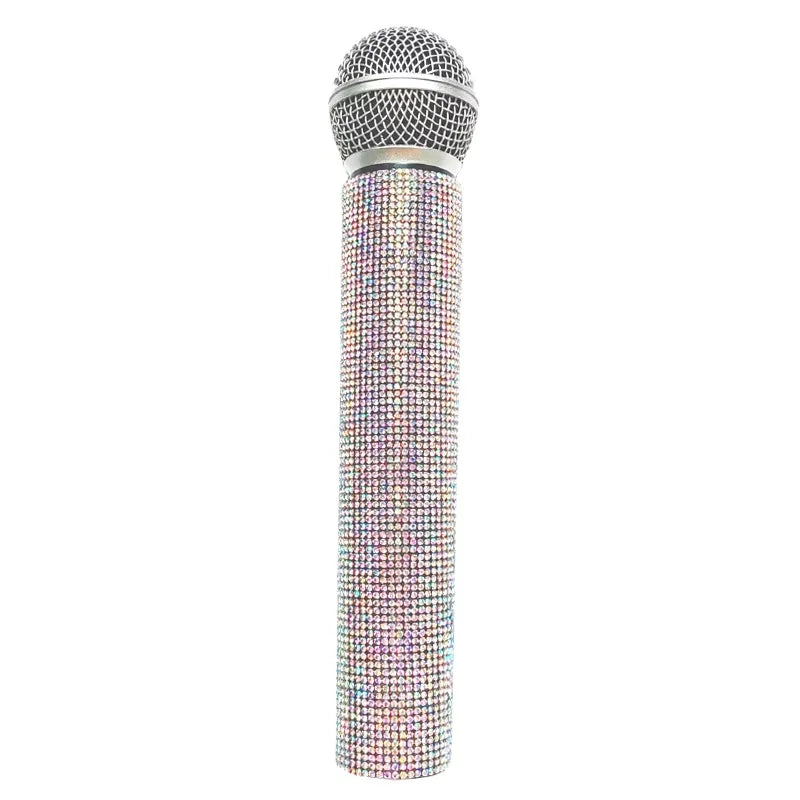Rhinestone Simulation Microphone Props Colorful Plastic Fake Micriphone Decoration Ornaments For Cosplay Home Bar Party Favors Quake AB color