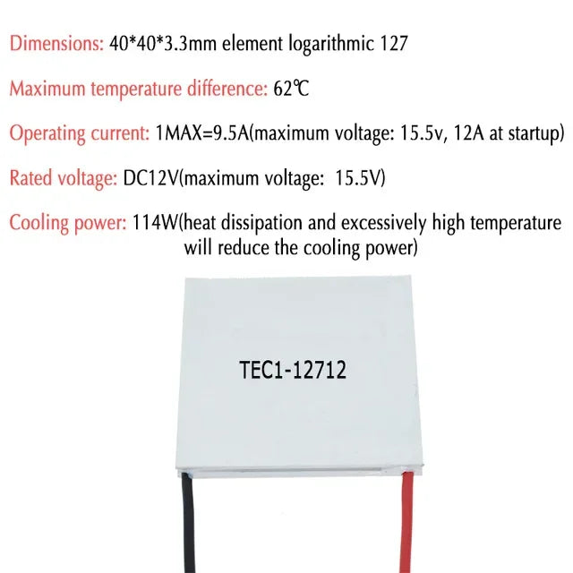 DIY TEC1 12703 12704 12705 12706 12708 12709 12710 12712 12715 12730 12V 6A TEC1-12706 TEC Thermoelectric Cooler Peltier Quake TEC1-12712