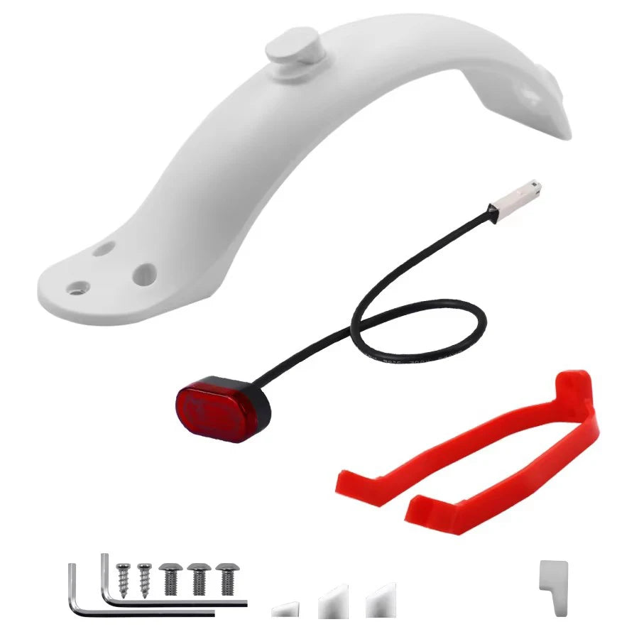 Front Rear Fender for Xiaomi M365 Pro Electric Scooter Taillight Battery Powered Warning Light Lamp Tyre Splash Mudguard Parts Quake B-WHITE