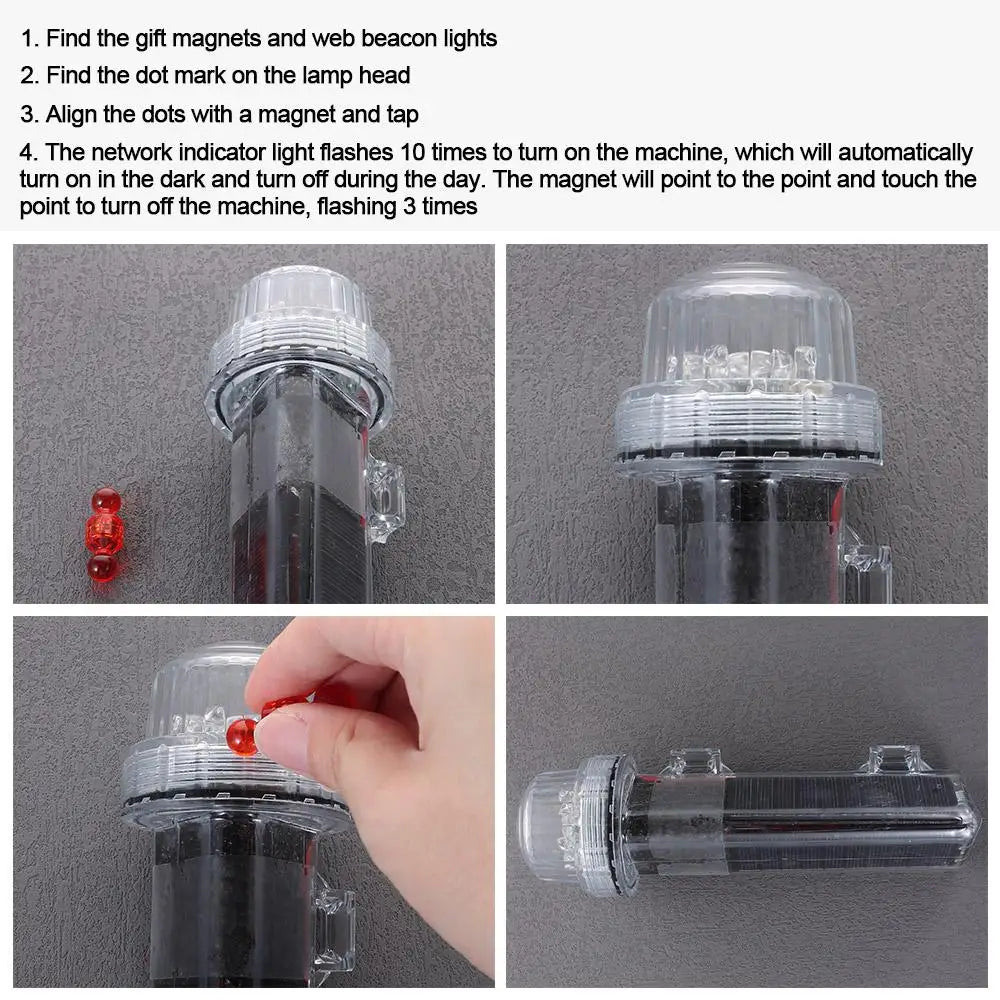 Outdoor Lighting Waterproof Solar Net Mark Light Solar Dual Mode Anchor Light Marine Navigation Light Outdoor Quake