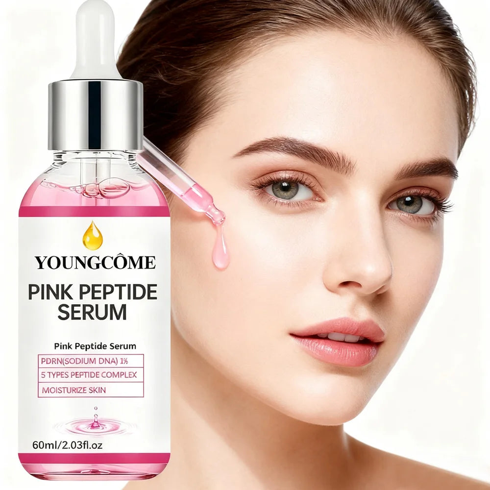 Pink Peptide Glow Facial Serum Dark Spot Care Even Skin Tone Enhance Elasticity Smoothing Firming Skincare Quake