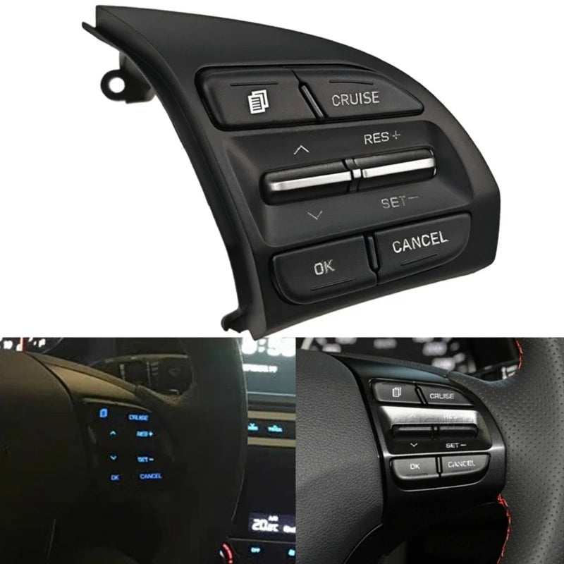 Steering Wheel Right Side Button Panel, Black ABS Control Assembly for Interior Repair Work, 96720J9110TMT H8WE Quake