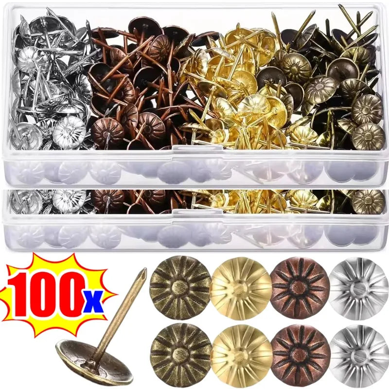 Vintage Flower Shaped Furniture Decorative Nails Rust-proof Furniture Repair Leather Fixed Pushpin DIY Photo Frame Decor Nails Quake
