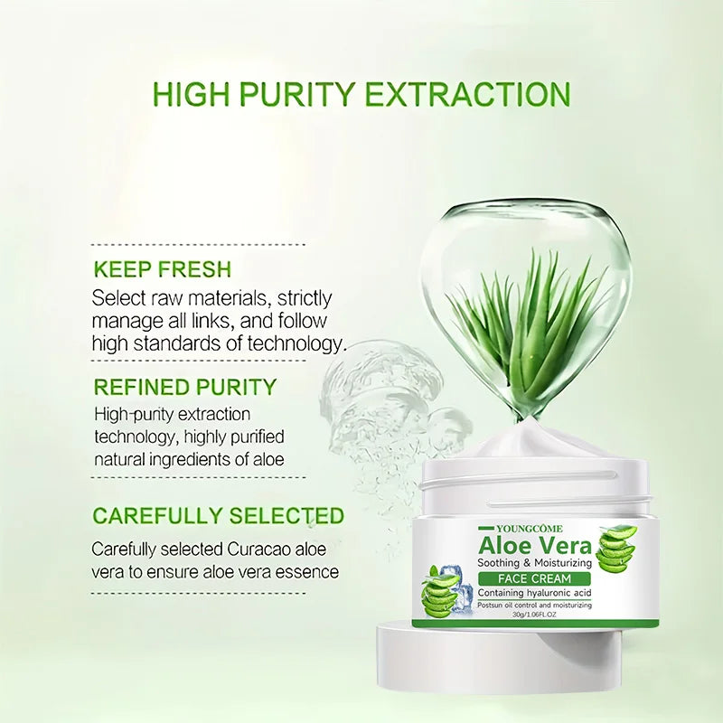 Aloe Vera Moisturizing face cream Facial Care essence Cream Repairs dry skin, protects skin,lubricates and tightens skin Quake