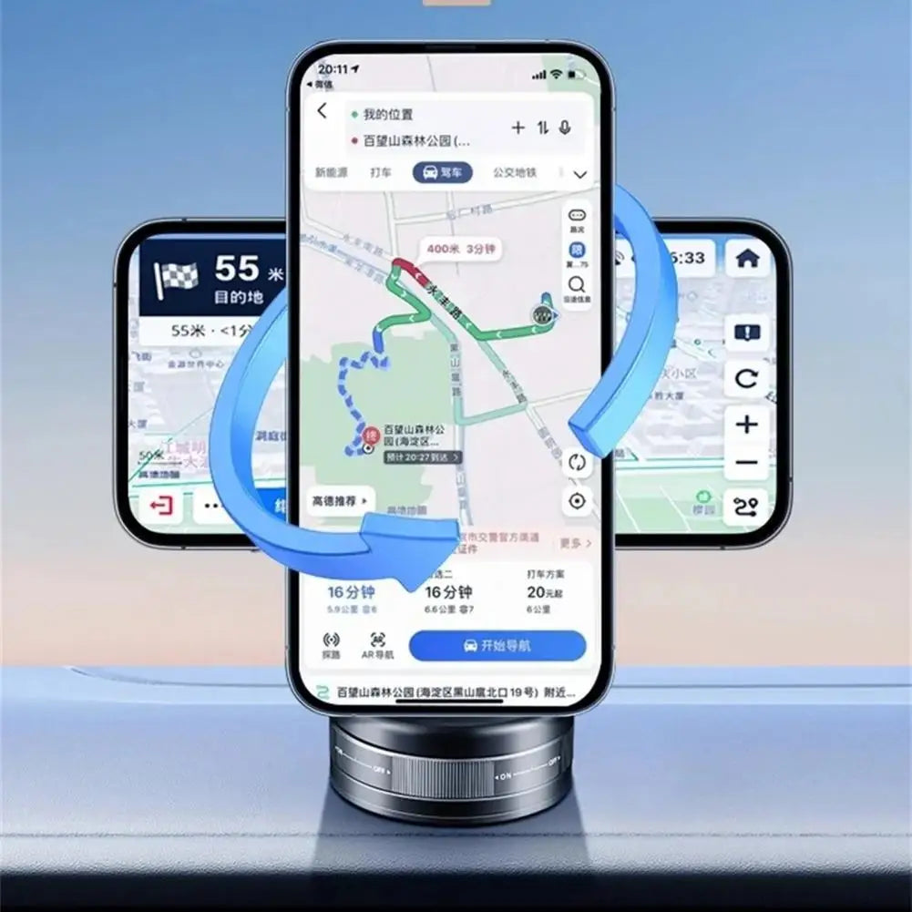 Magnetic Vacuum Car Phone Mount 360 Degrees Rotatable with Strong Suction Adjustable Air Vent Dashboard Holder for Navigation Un Quake