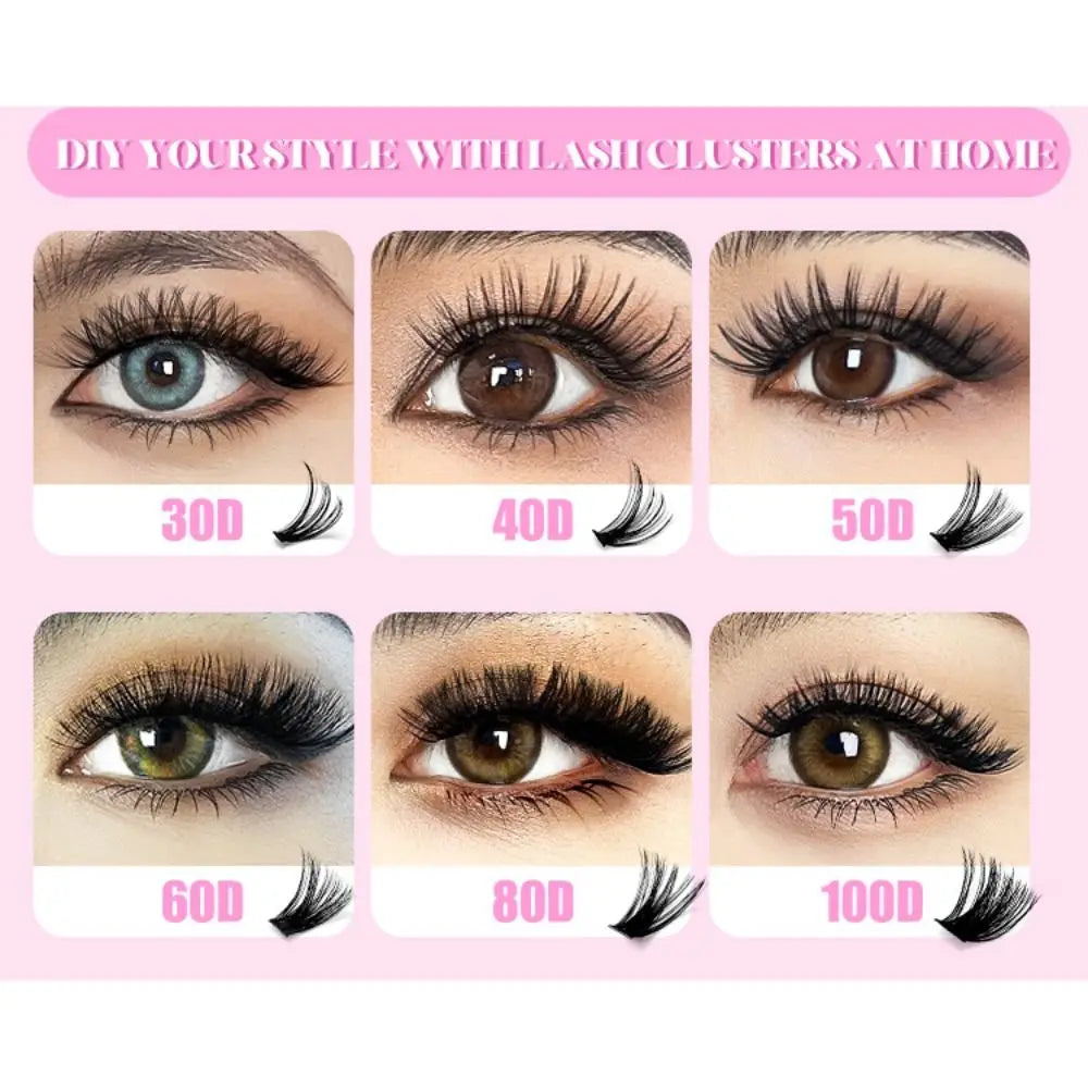 9-16mm Length False Eyelashes Natural Look Wispy Style DIY Lash Extension Kit Fluffy Clusters Volume Fans Fake Eyelash Quake