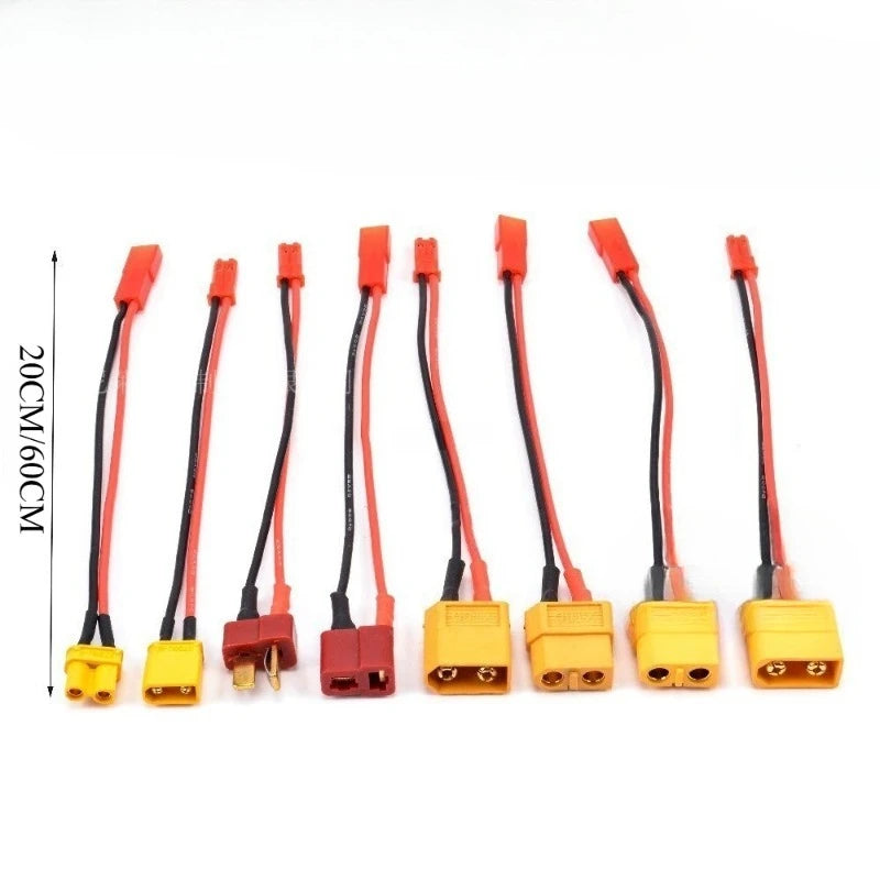 RC Battery Adapter Cable XT60 XT30 T-Plug to JST Male/Female Connector 20AWG Silicone Wire for FPV Drone Airplane Car Parts Quake